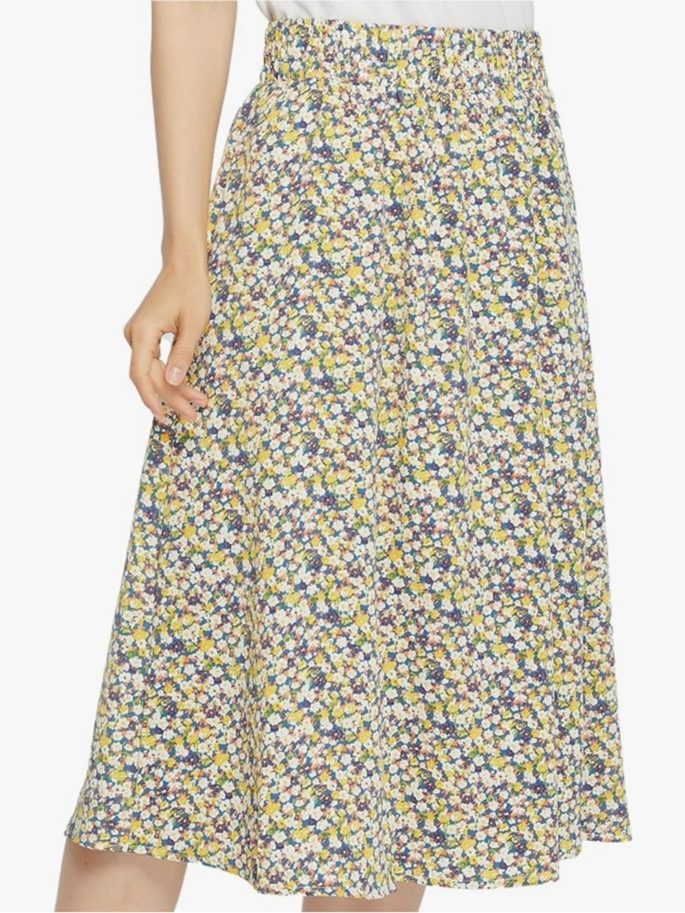 Dazy Floral Maxi Skirt in Blue and Cream